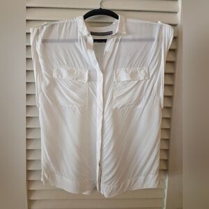 Zara Basic Off White Breezy Boxy Blouse Medium EUC
